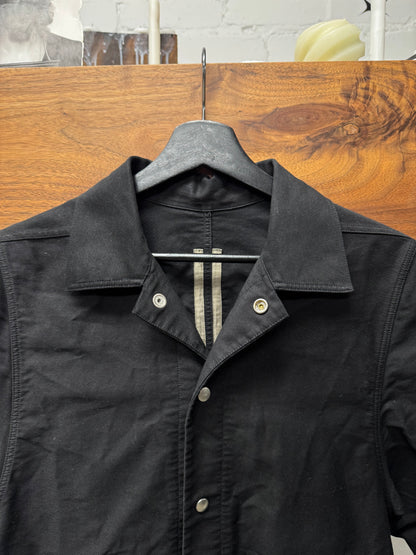 Rick Owens DRKSHDW Patch Black Camp Collar Oversized Short Sleeve Shirt