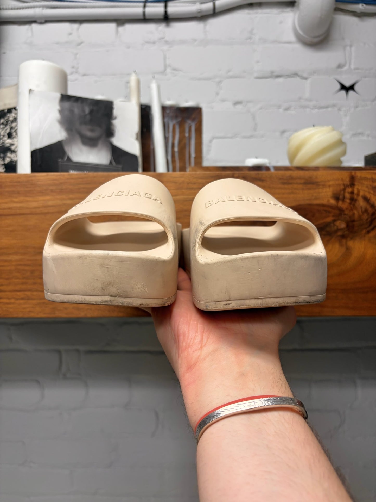 Balenciaga Tan ‘Chunky Slides’ Platform Sandals