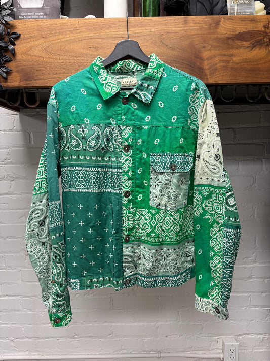 Kapital Green Paisley Patchwork Lightweight Trucker Jacker Jacket