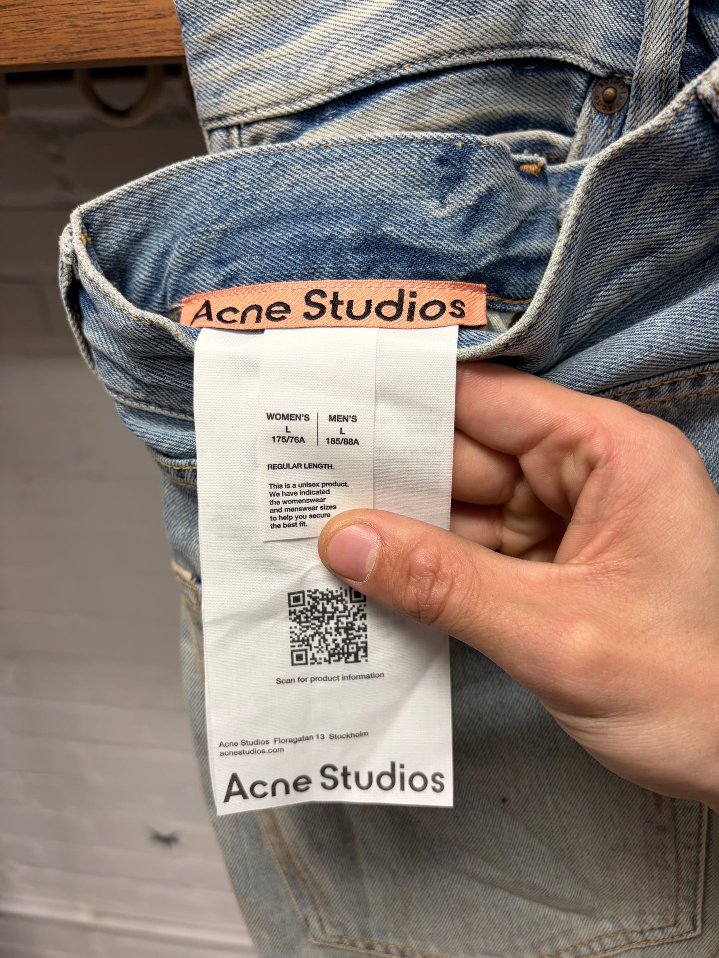 2023 Acne Studios Paint Splatted ‘Super Baggy’ Light Wash Denim
