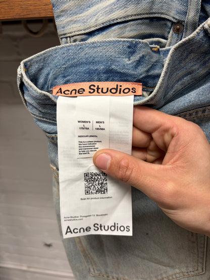 2023 Acne Studios Paint Splatted ‘Super Baggy’ Light Wash Denim