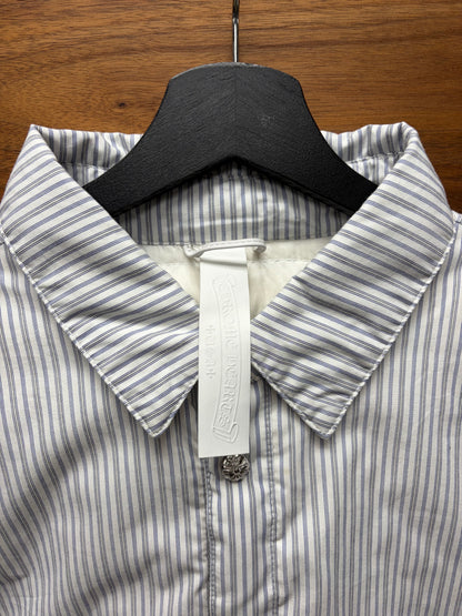 Chrome Hearts Padded ‘Loose Ends’ Down Filled Rhodium Pinstripe Work Shirt