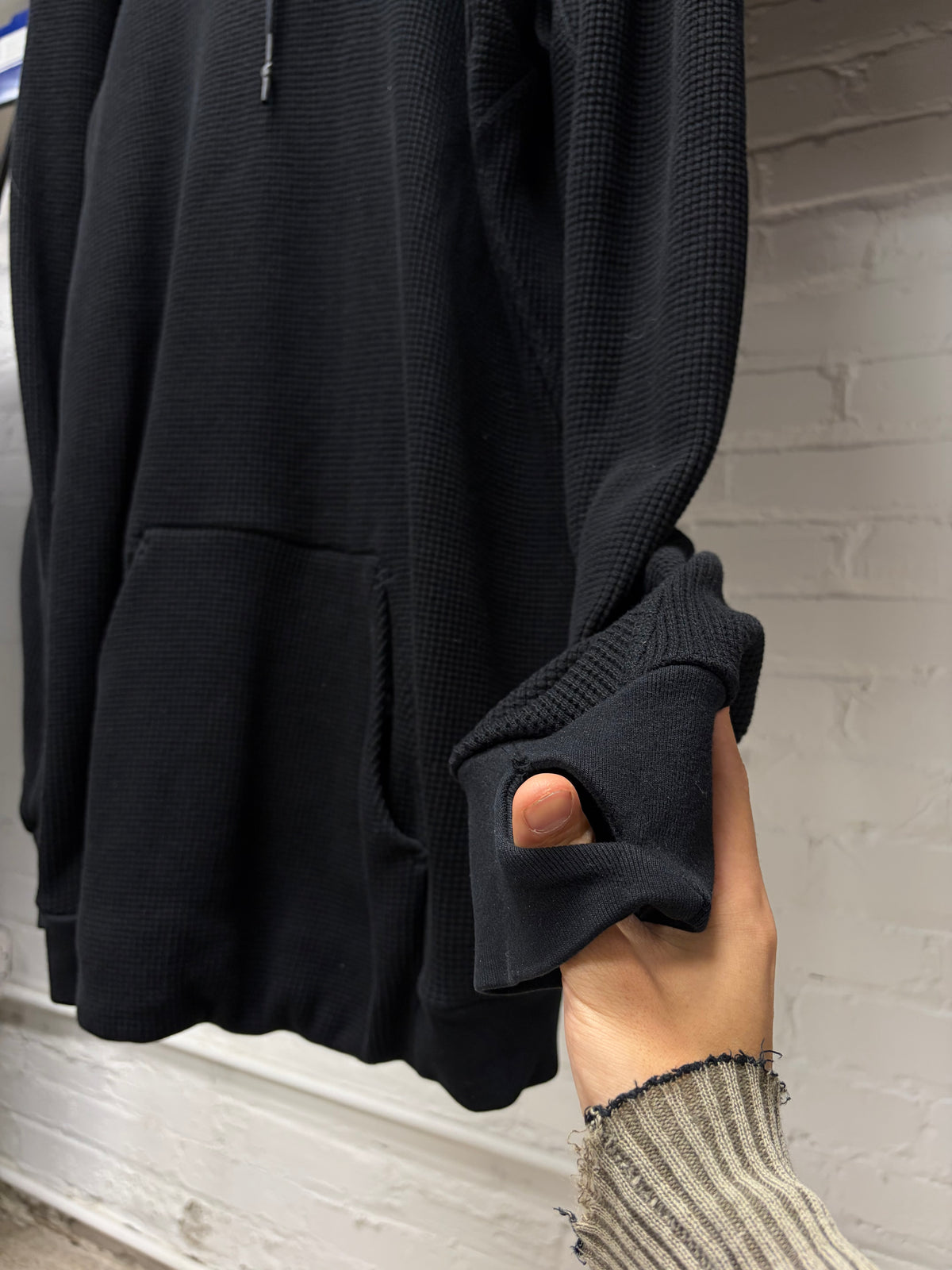 11 by Boris Bidjan Saberi Thermal Cotton Black ‘Mask & Thumbhole’ Hoodie