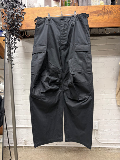 2022 Balenciaga Wide Leg Black Utility Pocket Cargo Pants