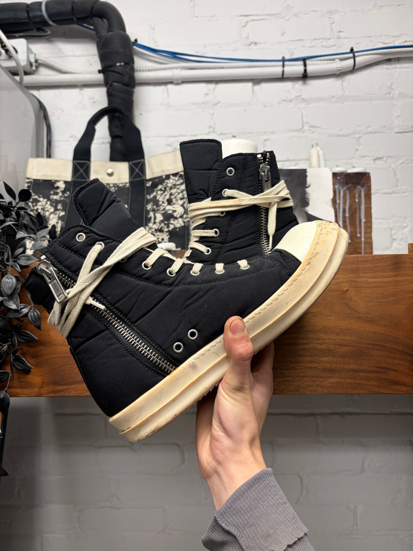 Rick Owens DRKSHDW Padded ‘Ramones’ High Top Sneakers