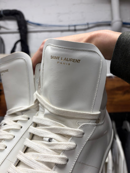 Saint Laurent ‘SL/10H’ White Leather Court High Top Sneakers