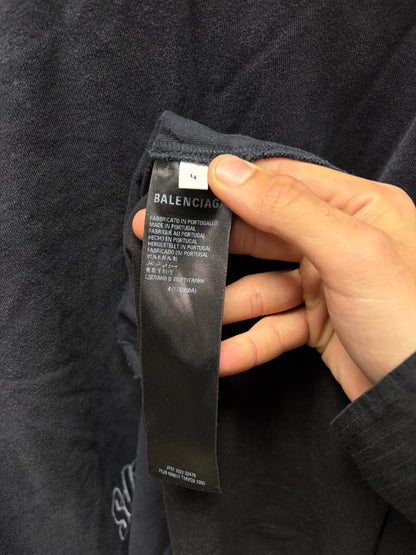 2022 Balenciaga Reconstructed ‘Speedhunters’ Black Upside Down Graphic T-Shirt