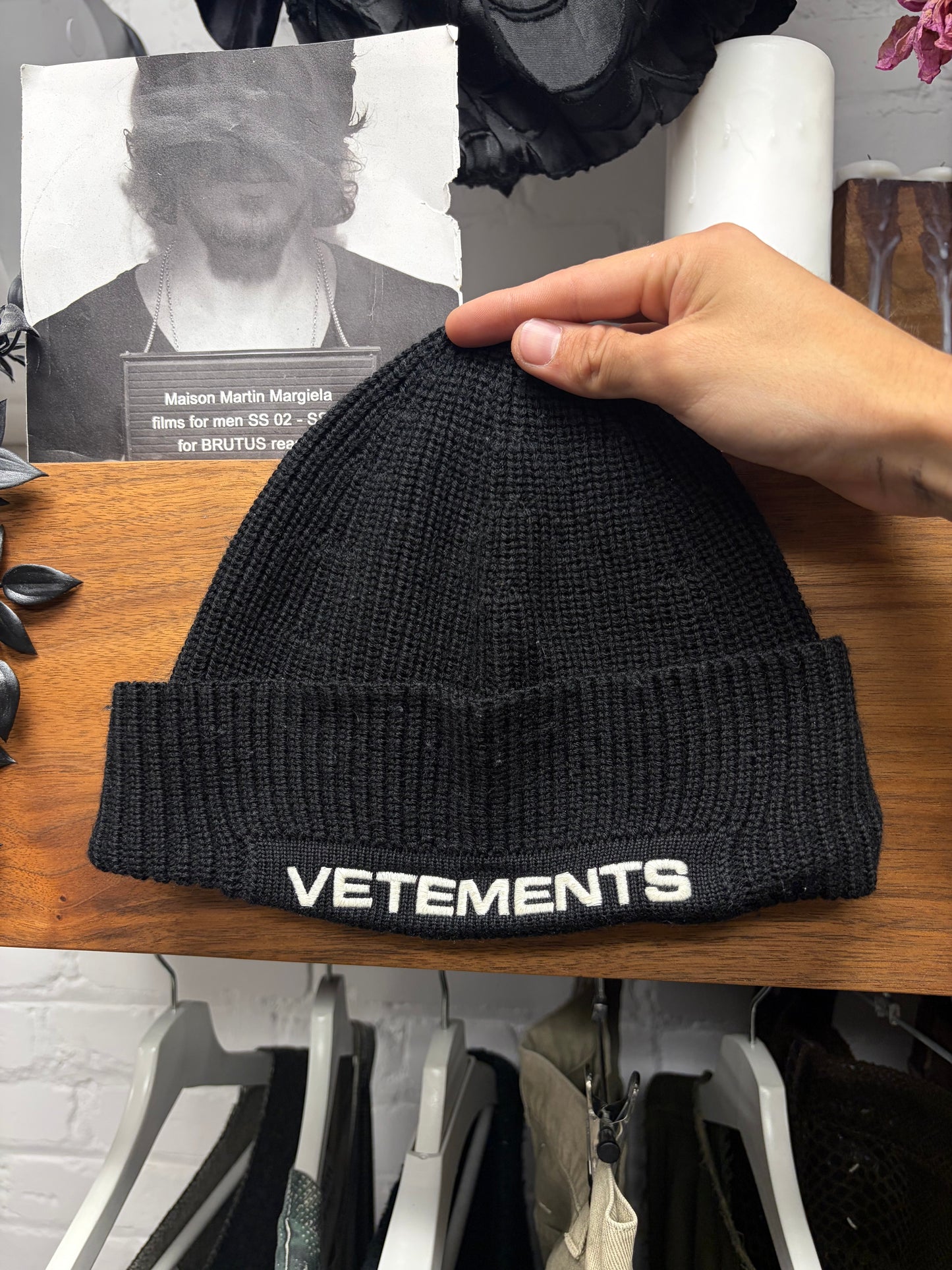 Vetements Ribbed Black ‘Limited Edition’ Embroidered Logo Beanie