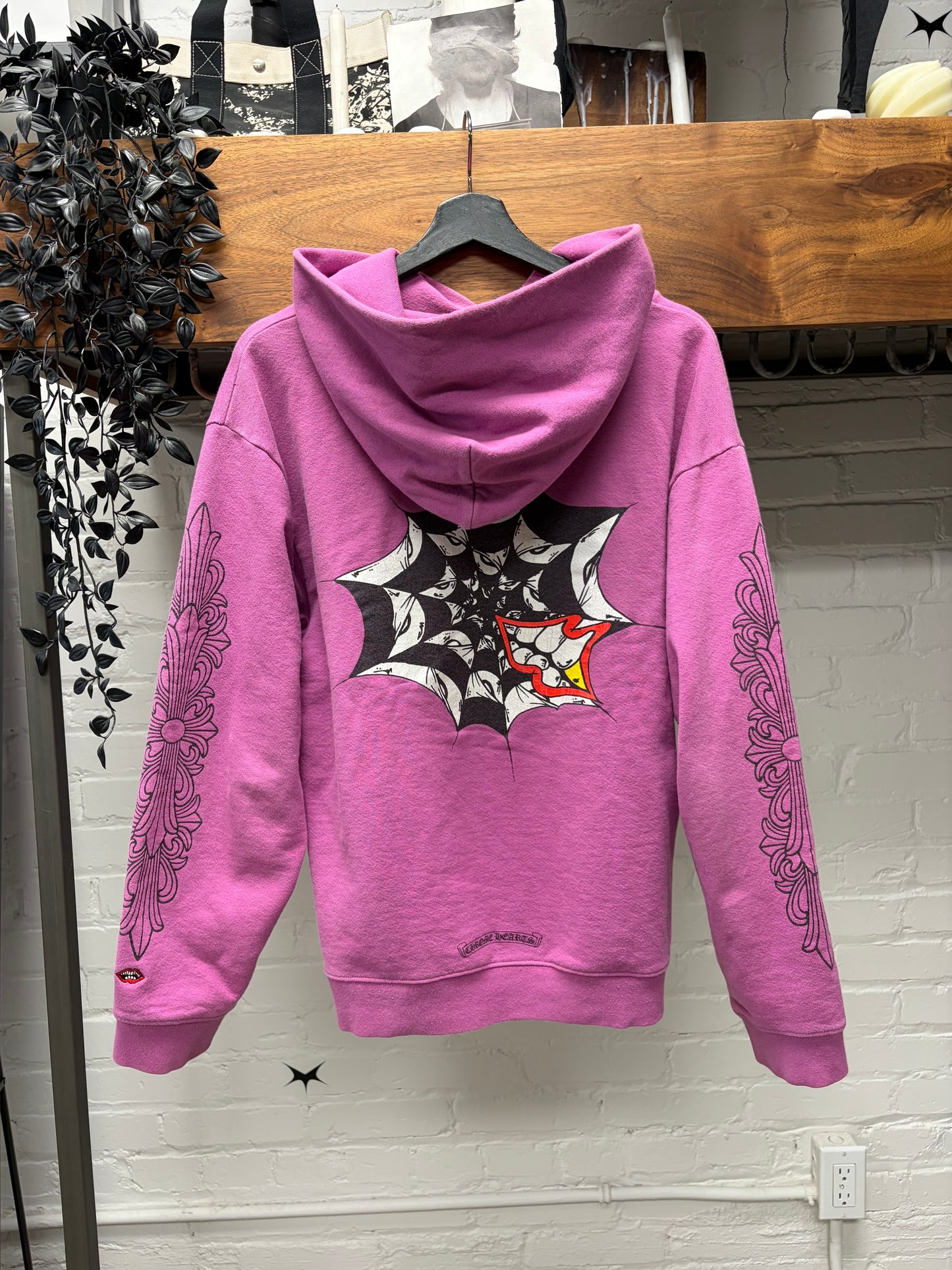 Chrome Hearts x Matty Boy ‘Spider Web’ Purple Floral Cross Logo Hoodie