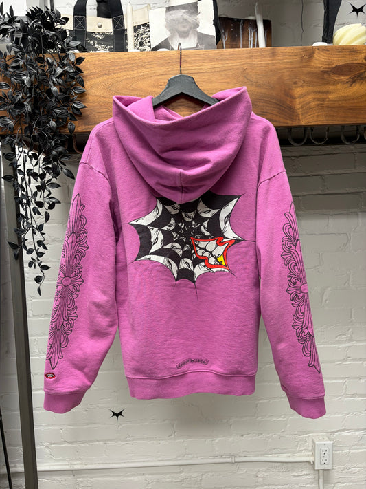 Chrome Hearts x Matty Boy ‘Spider Web’ Purple Floral Cross Logo Hoodie