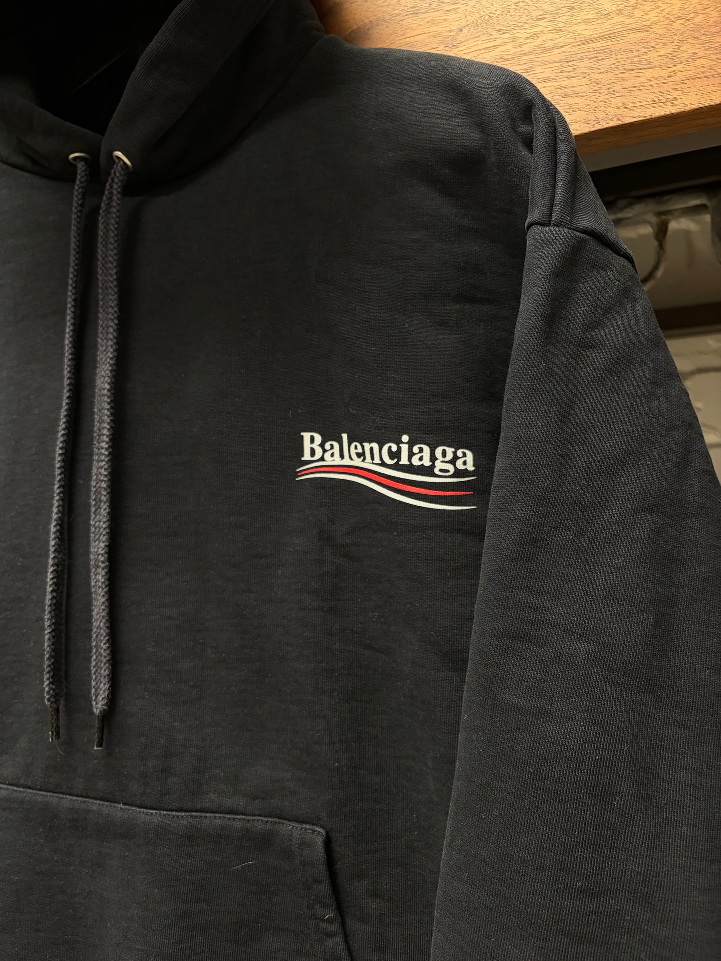 2018 Balenciaga ‘Campaign Logo’ Black Pullover Hoodie