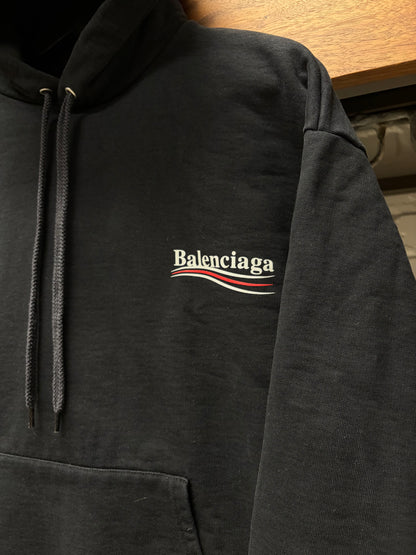 2018 Balenciaga ‘Campaign Logo’ Black Pullover Hoodie