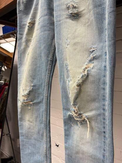 Dirk Bikkembergs Light Washed Blue Distressed Skinny Jeans