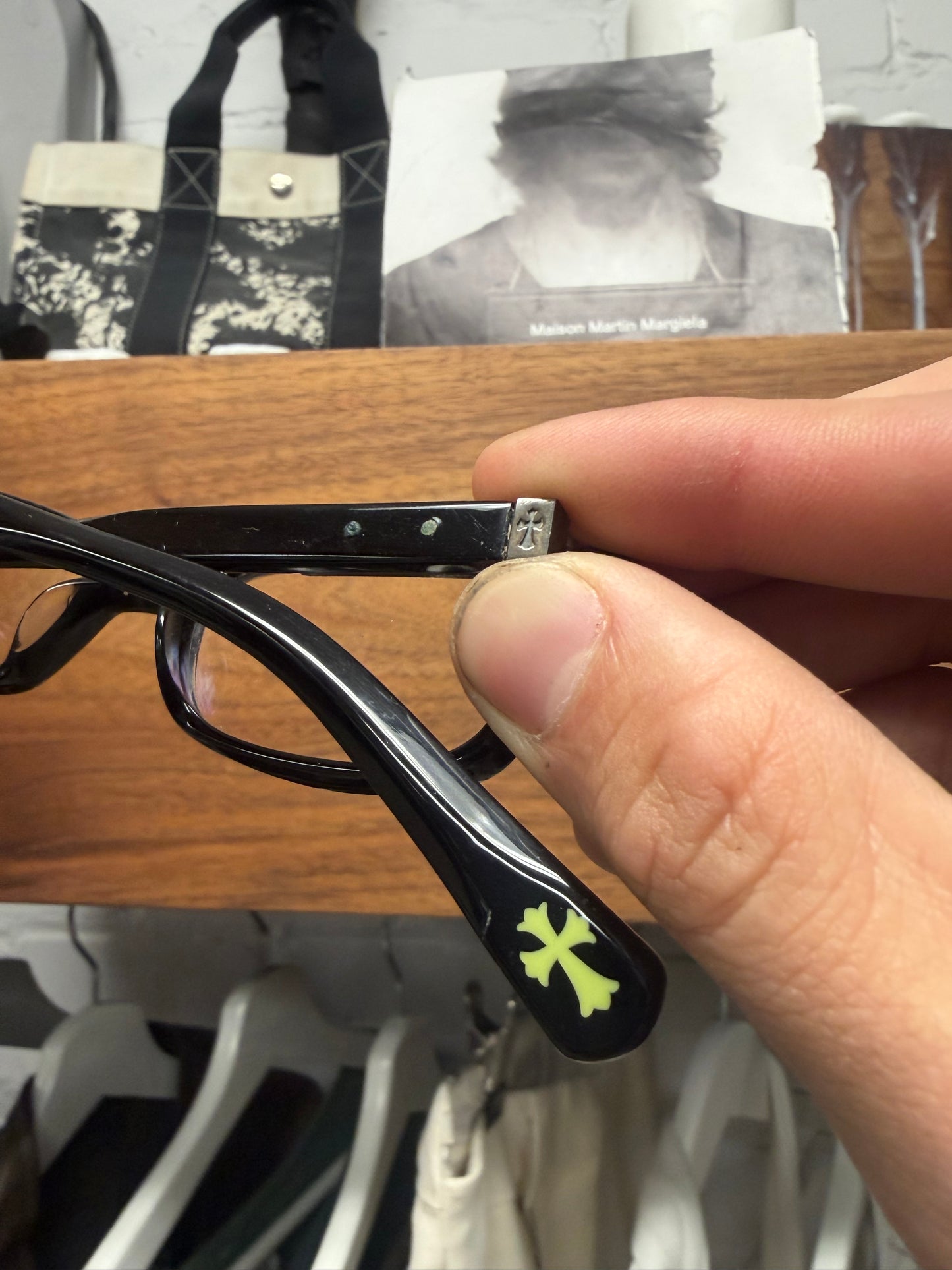 Chrome Hearts ‘Steel Baby’ Black/925 Silver Cross Glasses Frames