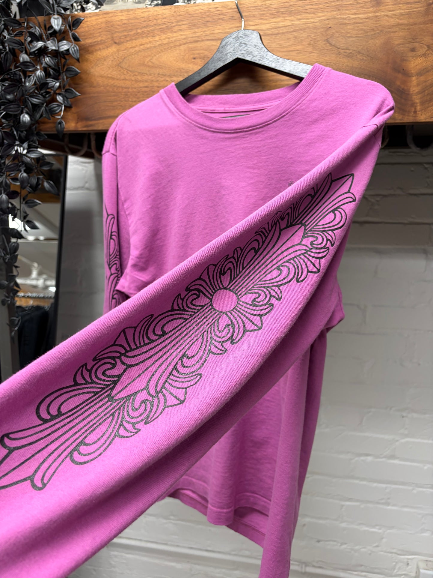 Chrome Hearts x Matty Boy ‘Spider Web’ Purple Floral Cross Long Sleeve Shirt