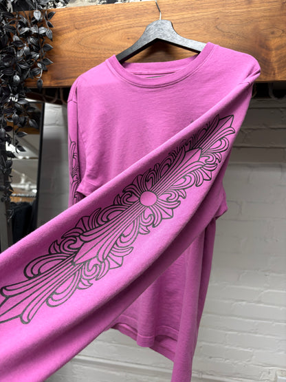 Chrome Hearts x Matty Boy ‘Spider Web’ Purple Floral Cross Long Sleeve Shirt