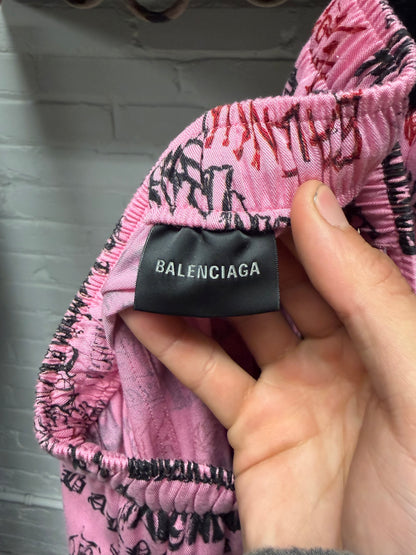 2023 Balenciaga ‘DIY Metal Logo’ Pink Wide Leg Pyjama Pants