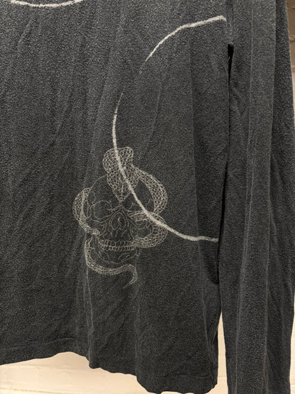 Yohji Yamamoto Black Scandal ‘Skull Graphic’ Lightweight Grey Sweater