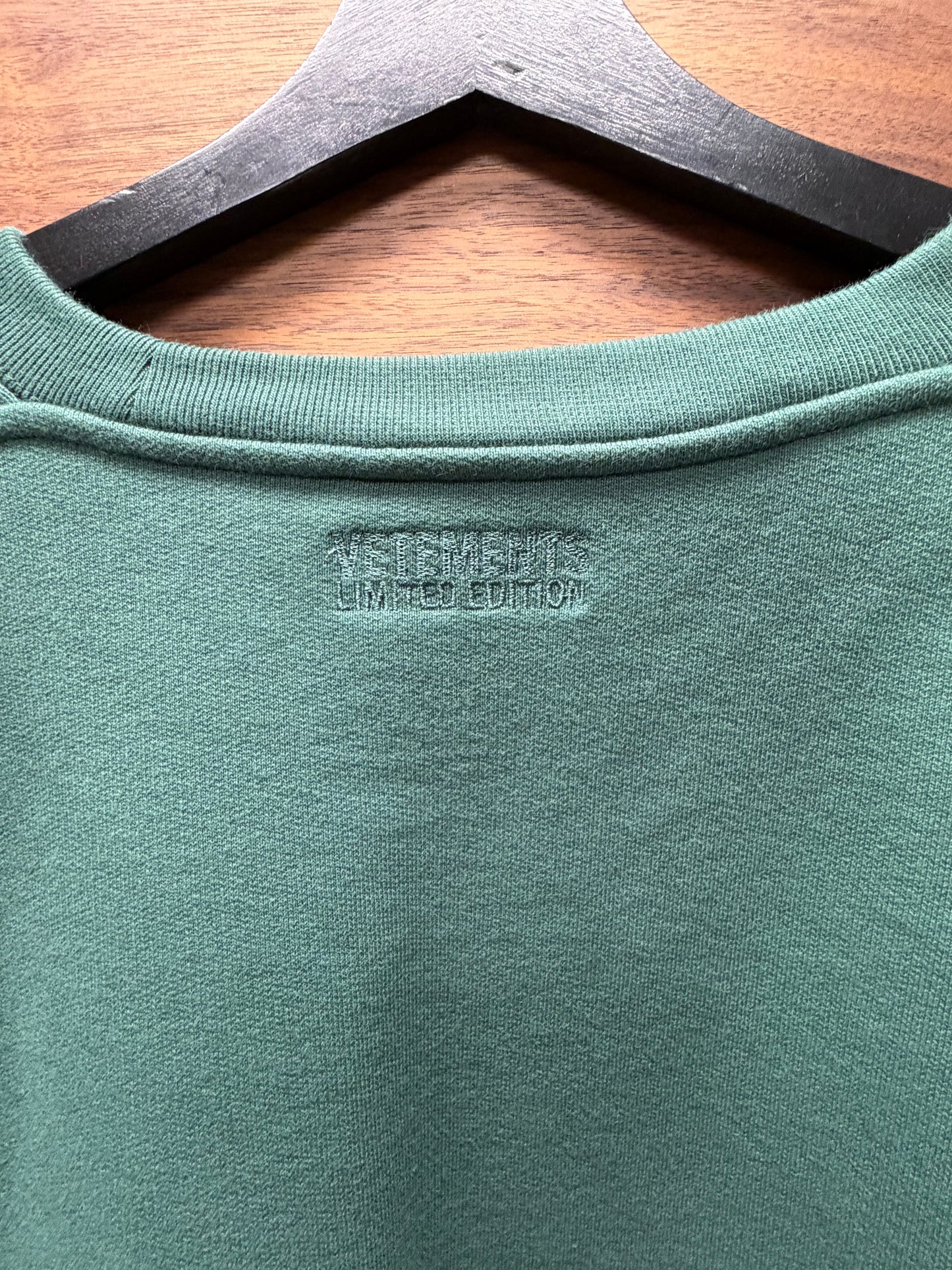 Vetements ‘Polezi’ Dropped Shoulder Oversized Green Sweatshirt