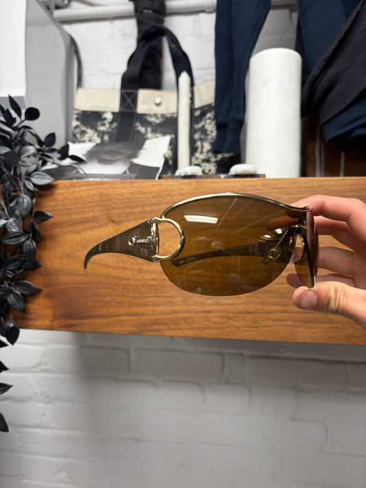2000s Gucci Horsebit Gold Rimless Sunglasses