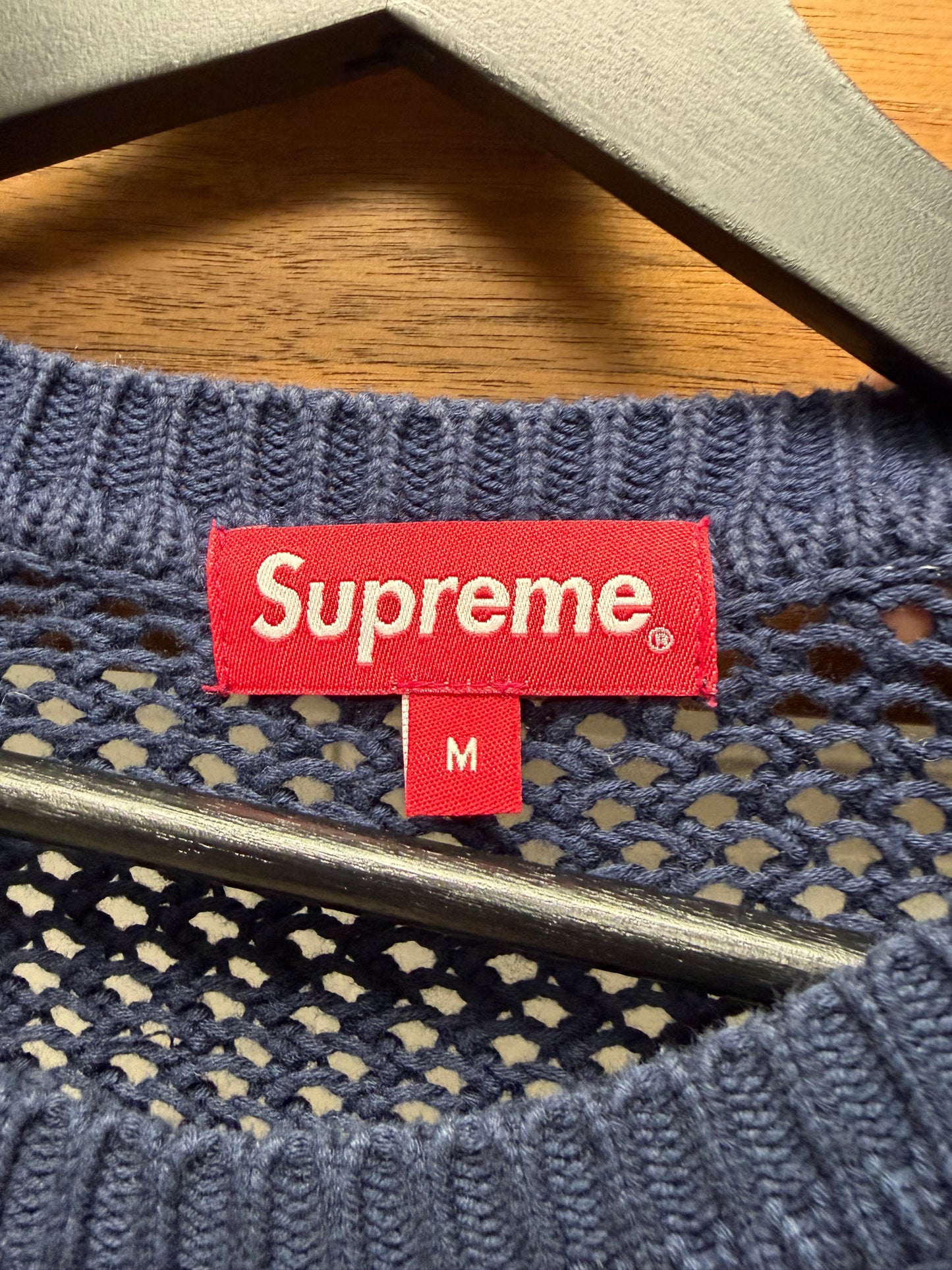 SS2022 Supreme Open Knit ‘Mini Box Logo’ Navy Blue Sweater