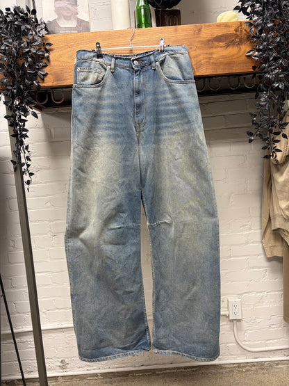 2025 Maison Margiela Dirt Washed Blue ‘Raw Hem’ Baggy Denim