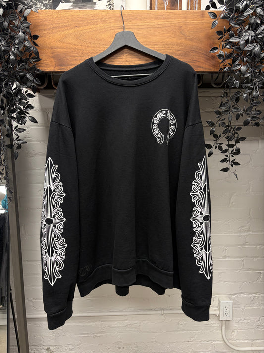 Chrome Hearts Floral Horseshoe Logo Black Sweatshirt