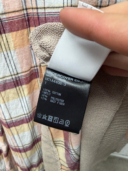Undercover Hybrid Knit/Plaid Button Down Shirt
