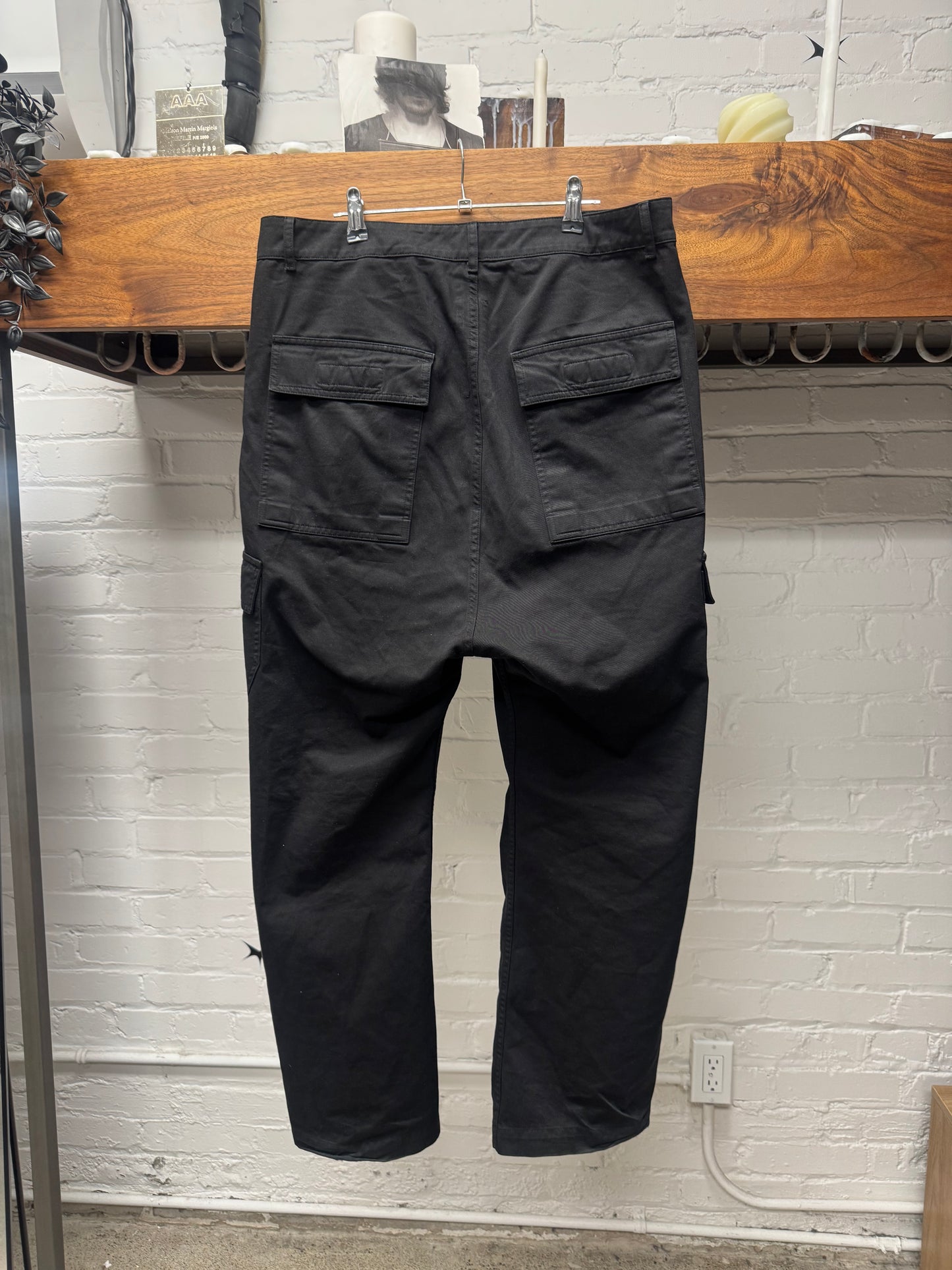 Rick Owens DRKSHDW Wide Leg Black Cargo Pants