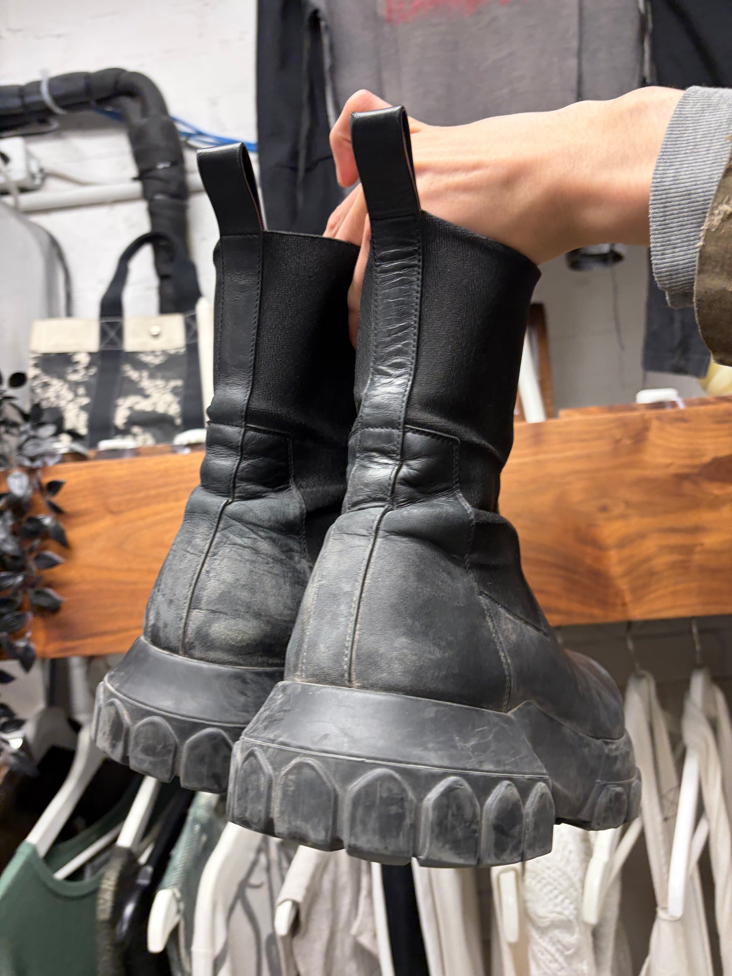 Rick Owens ‘Beatle Bozo’ Tractor Sole Leather Boots