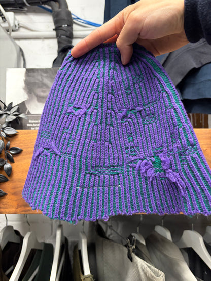 2024 Maison Margiela Amended Purple/Green Bicolor Ribbed Beanie