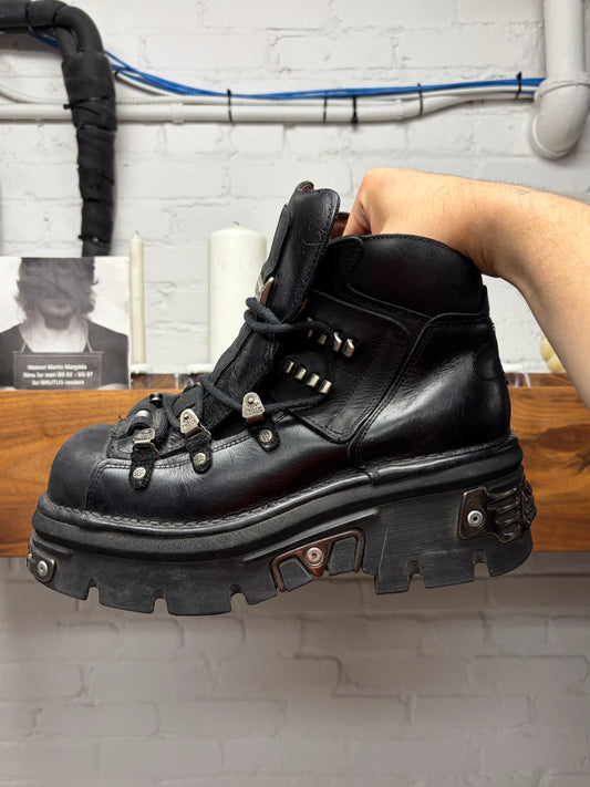 New Rock ‘106-R17’ Black Leather Platform Sole Boots