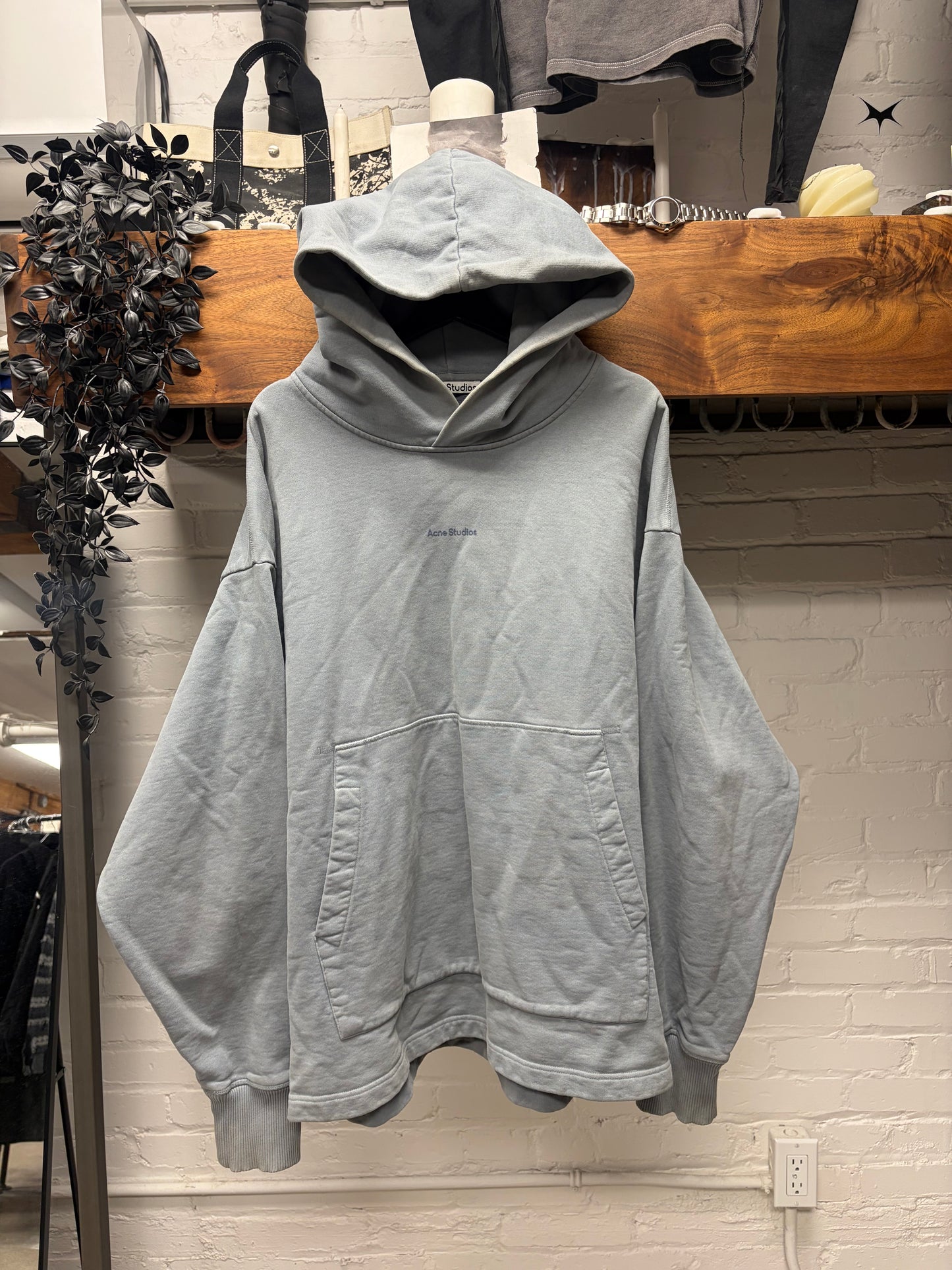 Acne Studios Heavyweight Organic Cotton Blue Logo Hoodie