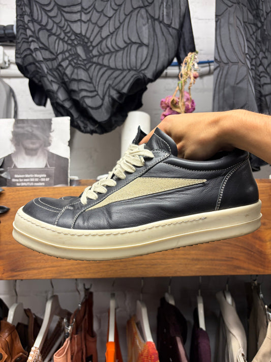 Rick Owens Mainline ‘Vans’ Black/Milk Leather Low Top Sneakers