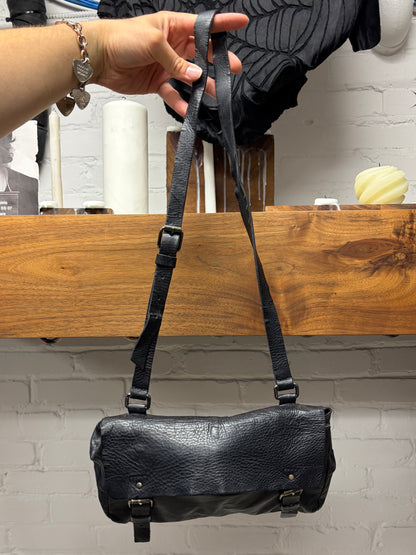 Vintage Miu Miu Faded Black ‘Double Buckle’ Leather Shoulder Bag