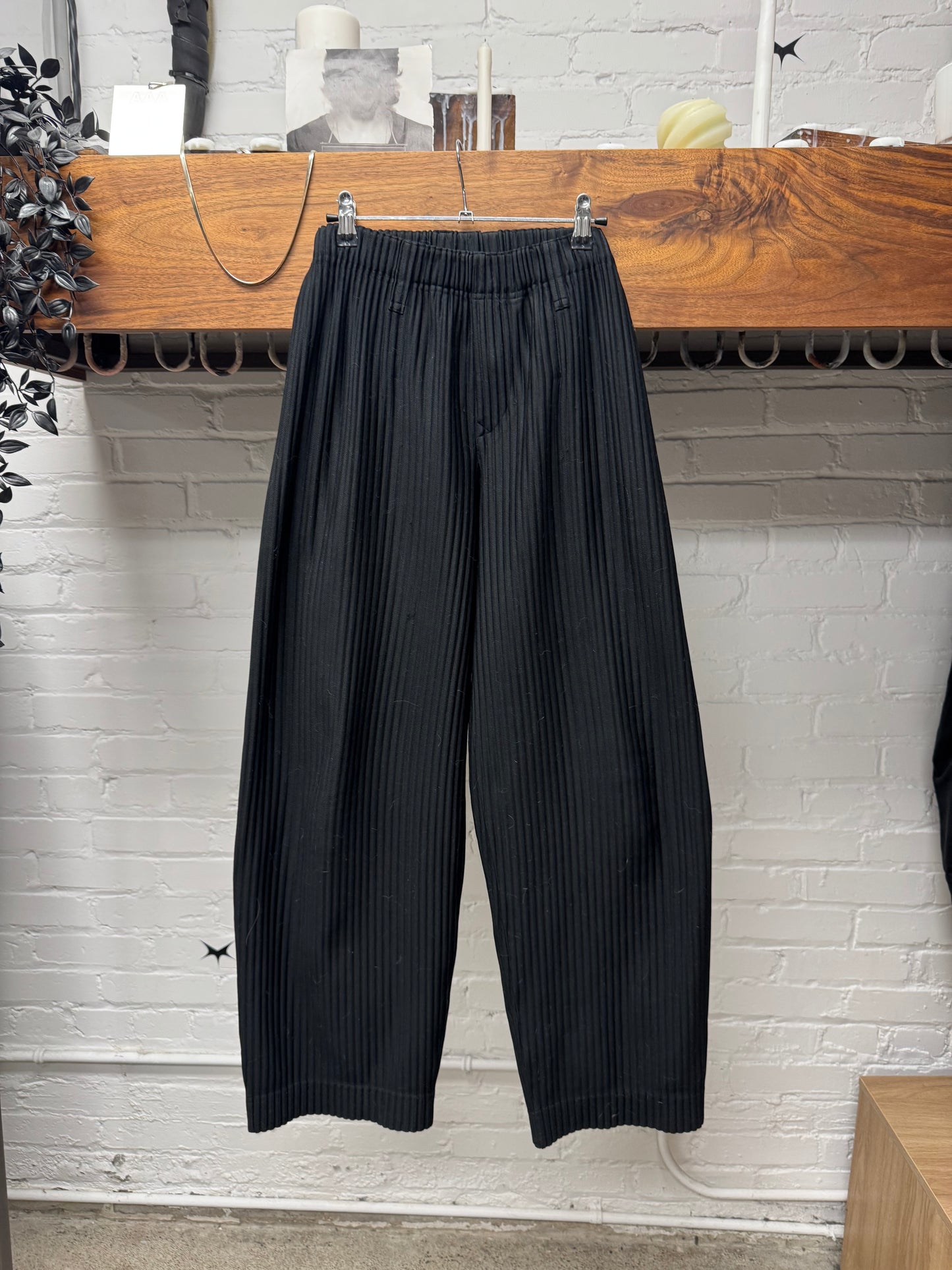 Issey Miyake ‘Homme Plisse’ Pleated Black Wide Leg Trousers
