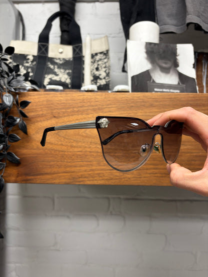 Versace Silver Frame ‘Medusa’ Icon Half Rim Sunglasses