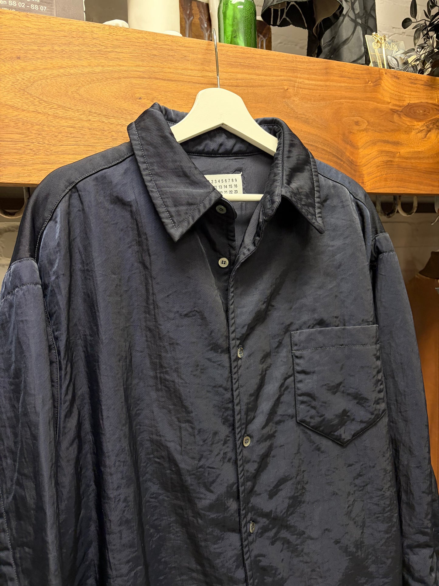 2022 Maison Margiela Padded Navy Blue Oversized Button Up Shirt