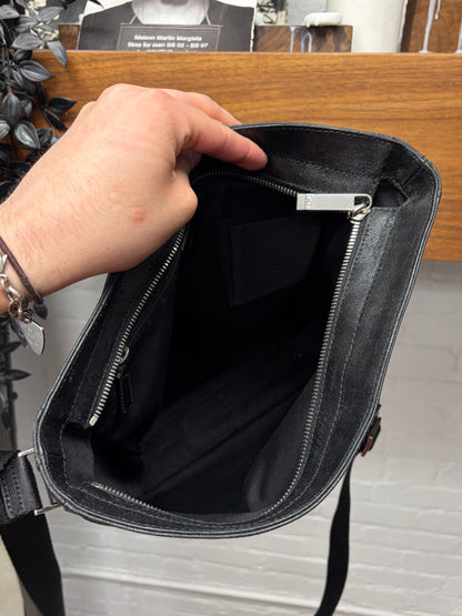 2006 Dior Homme by Hedi Slimane Waxed Black Crossbody Messenger Bag