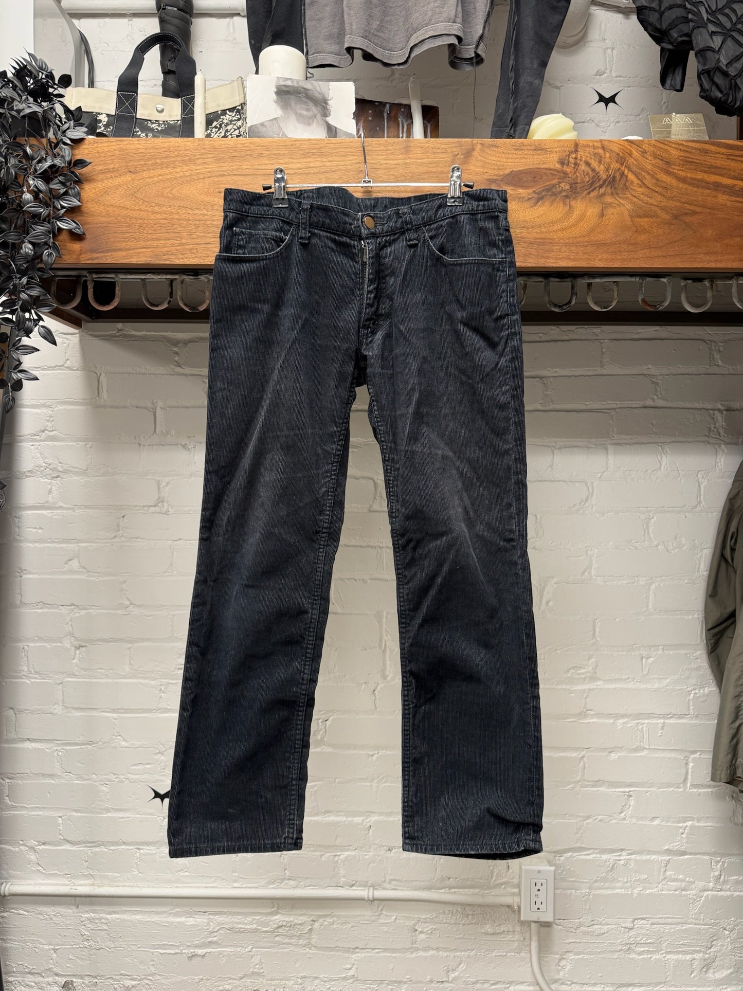 Number (N)ine Black Corduroy ‘Crying Heart’ Leather Patch Skinny Jeans