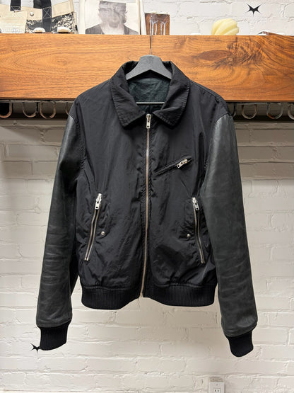AW2008 Acne Studios Leather Sleeves Bomber Jacket