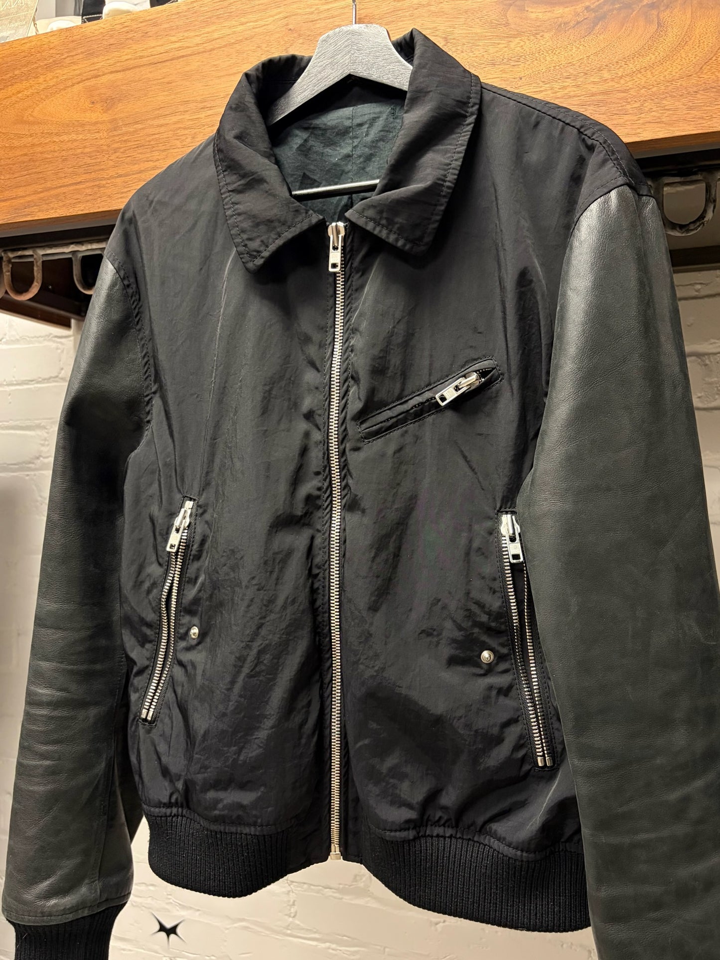 AW2008 Acne Studios Leather Sleeves Bomber Jacket