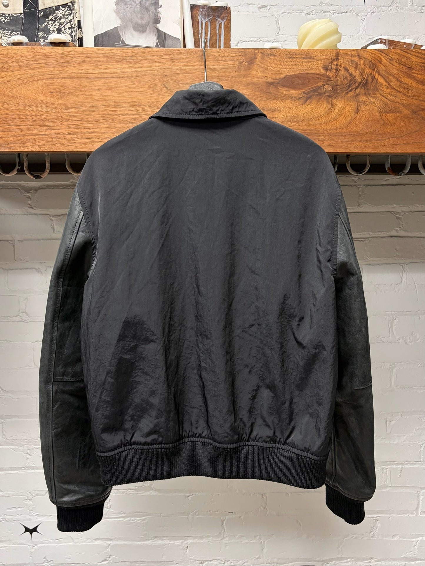 AW2008 Acne Studios Leather Sleeves Bomber Jacket