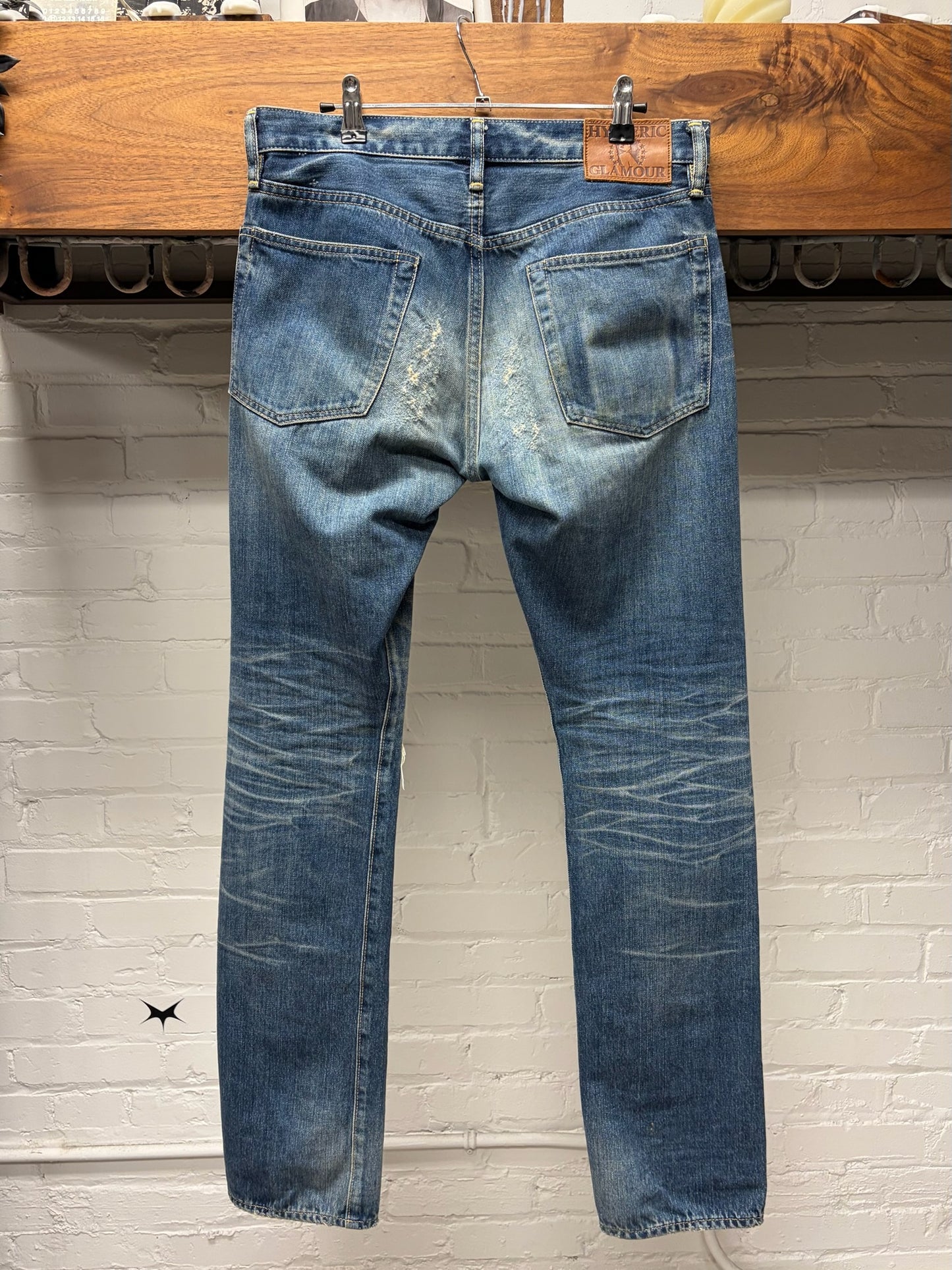 Hysteric Glamour Heavily Distressed Blue Skinny Jeans