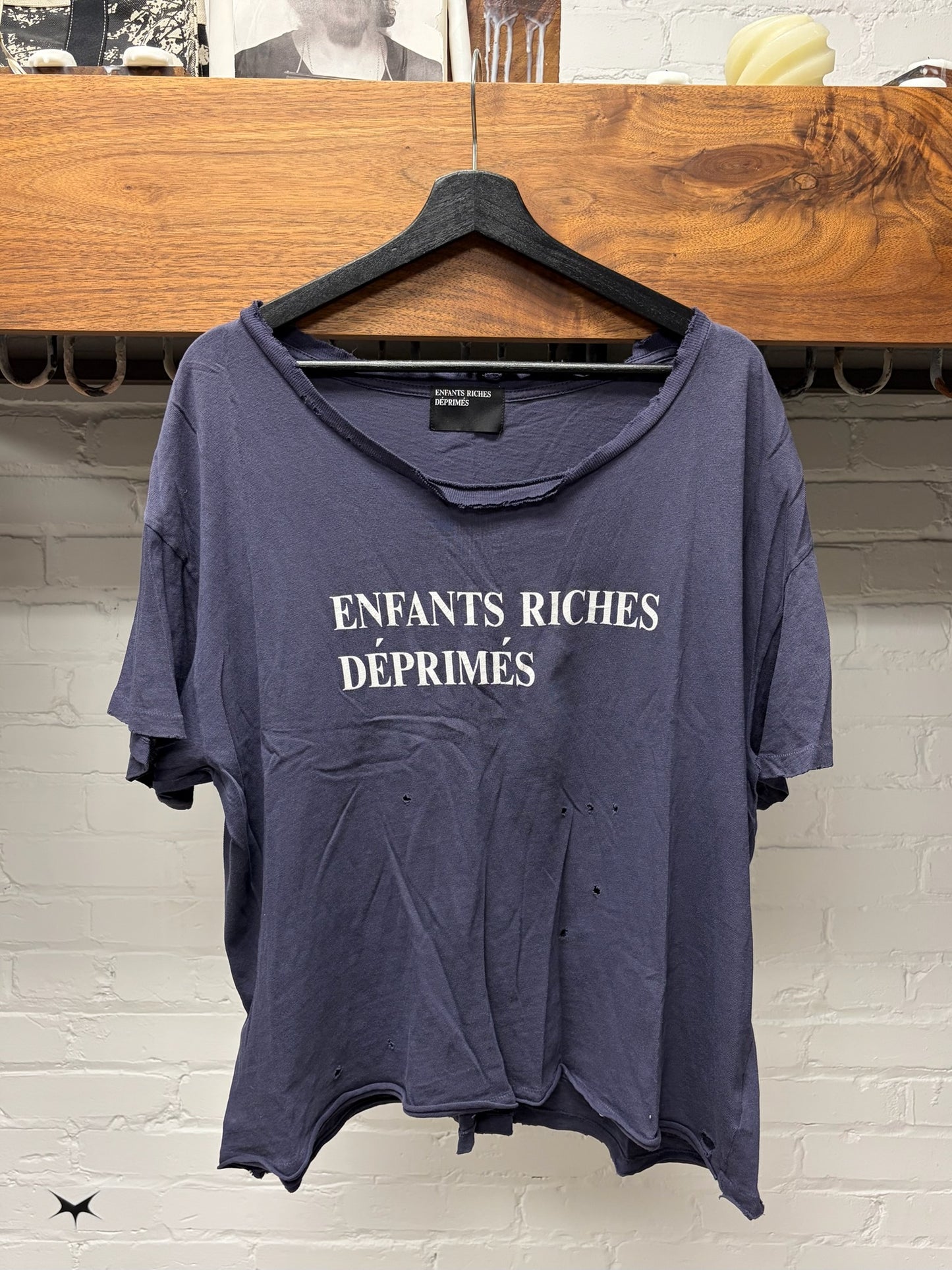 Enfants Riches Deprimes Distressed Blue Classic Logo T-Shirt