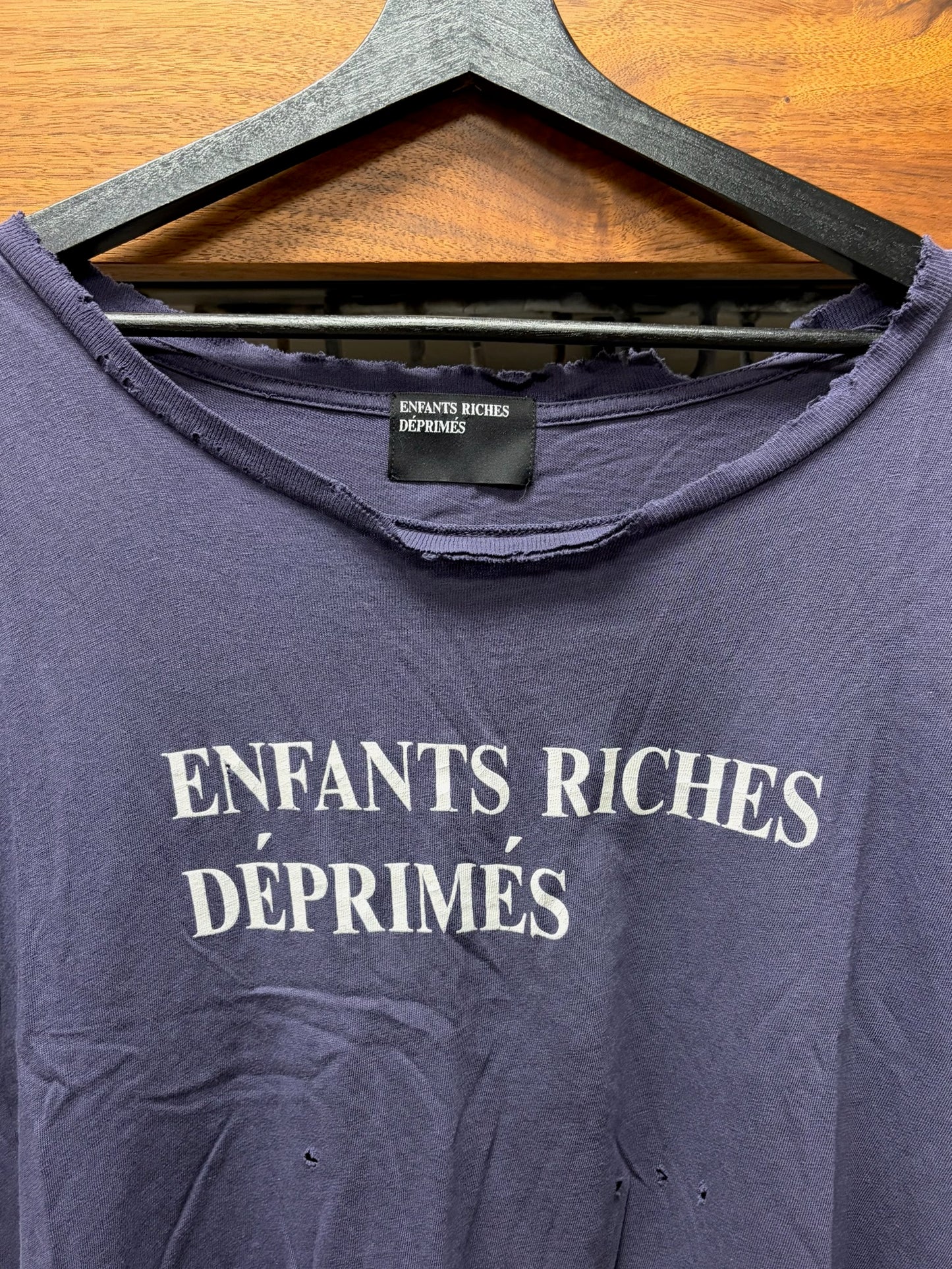 Enfants Riches Deprimes Distressed Blue Classic Logo T-Shirt