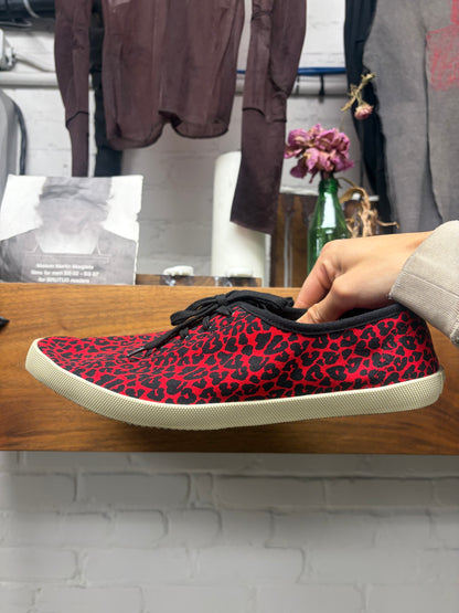 Saint Laurent by Hedi Slimane ‘Babycat’ Red/Black Leopard Patterned Pointed Toe Sneakers