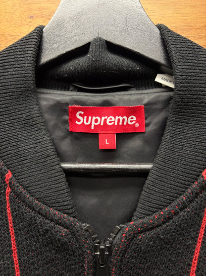 SS2023 Supreme Pinstripe Red/Black Varsity Jacket