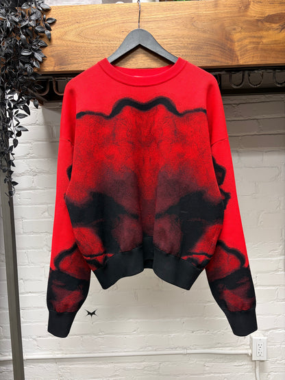 Alexander McQueen ‘Ink Flower’ Black/Red Crewneck Sweater