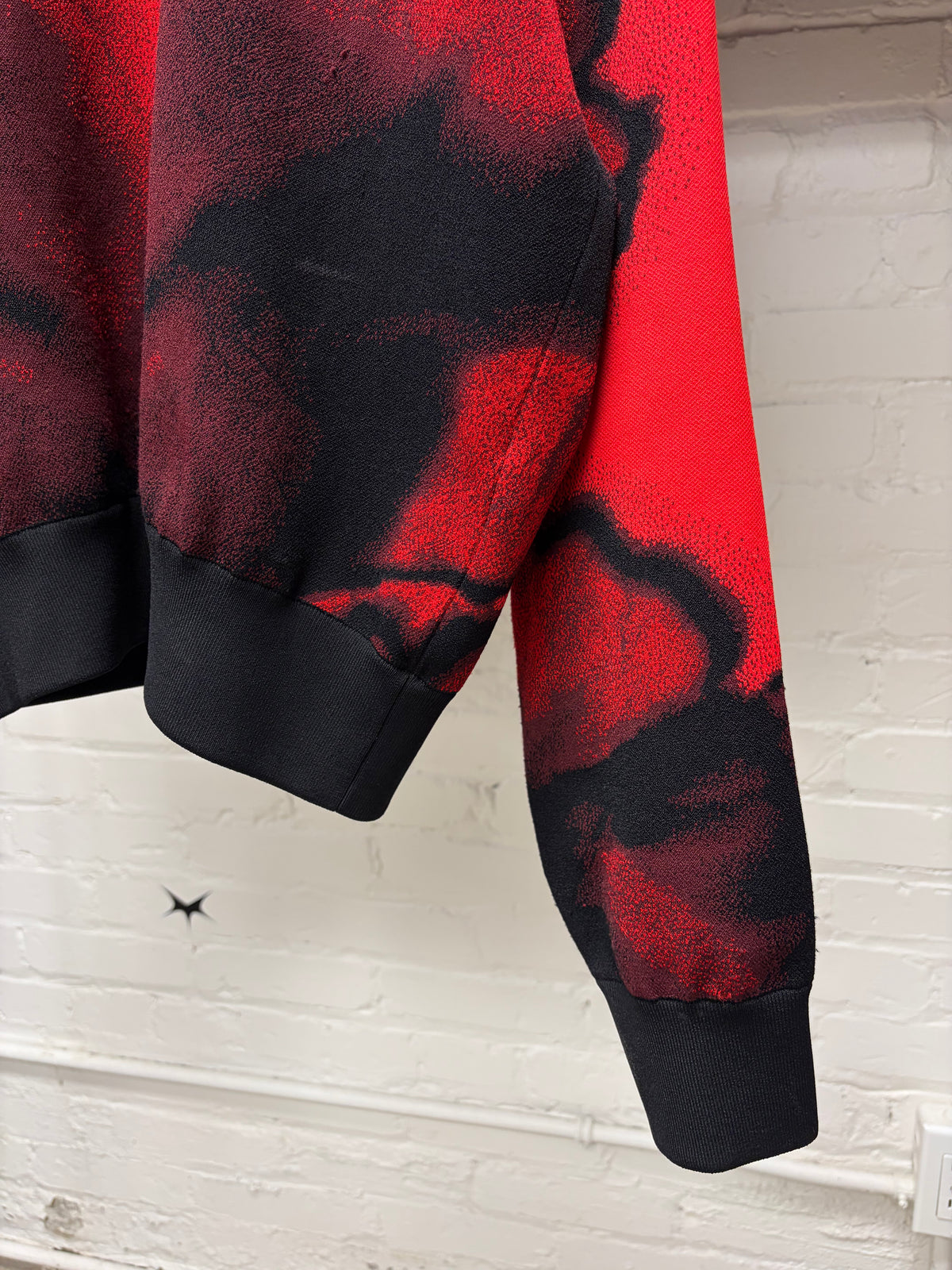 Alexander McQueen ‘Ink Flower’ Black/Red Crewneck Sweater
